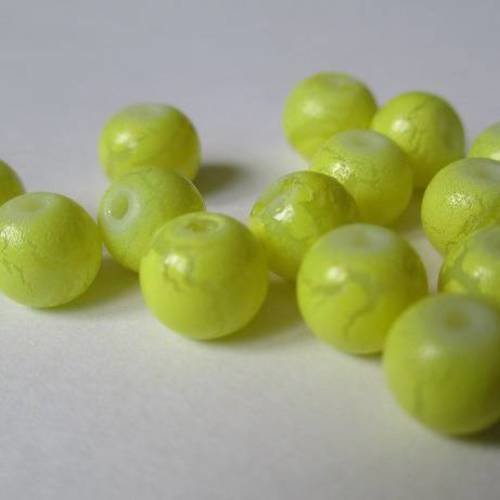 10 perles jaune craquelé en verre 6mm 