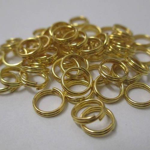 50 anneaux double de jonction 8mm couleur doré 