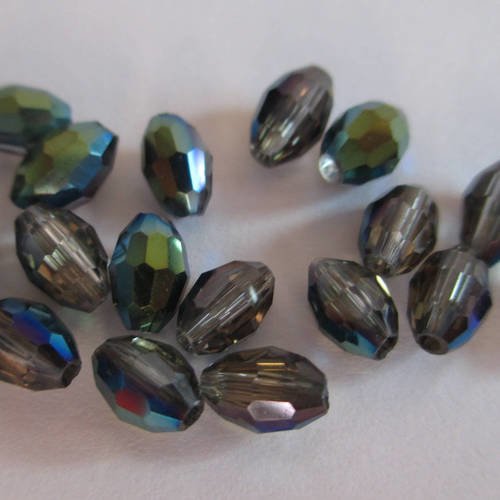Lot 25 perles verre ovale electroplate facette reflets violet 5x4mm (a-03) 
