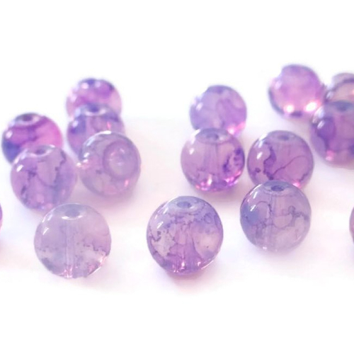 50 perles translucide mauve mouchetées violet en verre 8mm imitation opalite