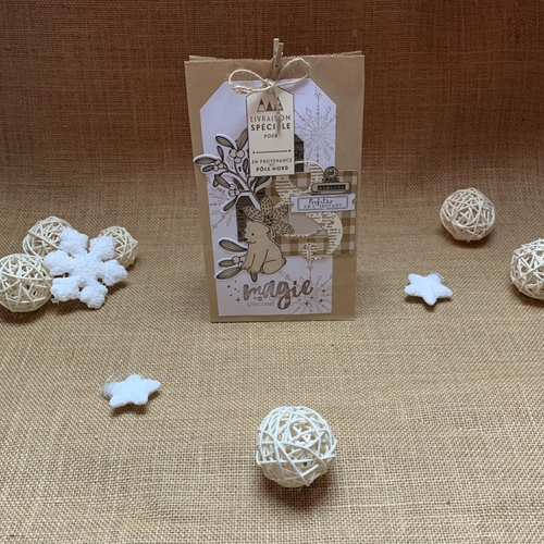 Emballage cadeau de noël, sachet " ourson de noël" scrapbooking