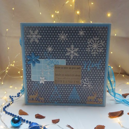 Calendrier de l'avent " noël bleu" scrapbooking