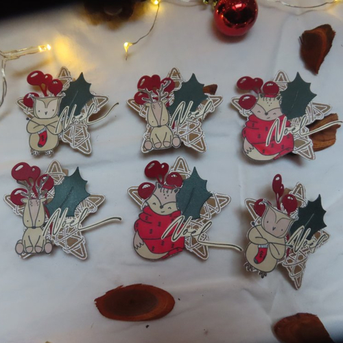 Décoration table de noël "pince serviettes" lot de 6