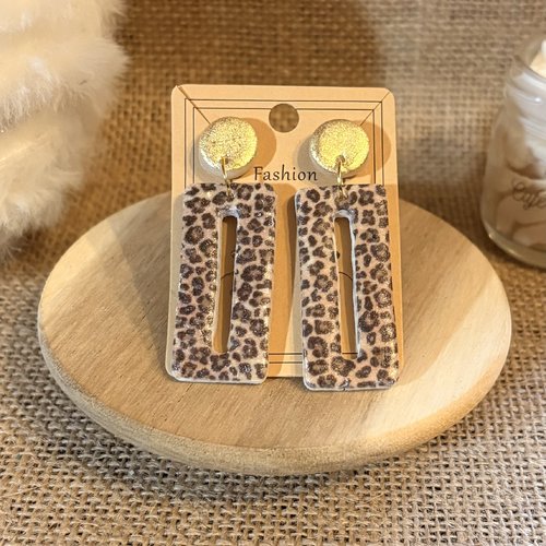 Boucle d'oreille motif léopard