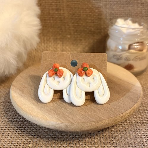Boucle d'oreille tête de lapin