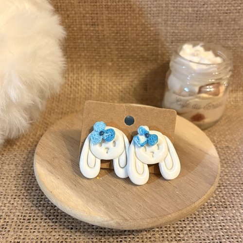 Boucle d'oreille tête de lapin