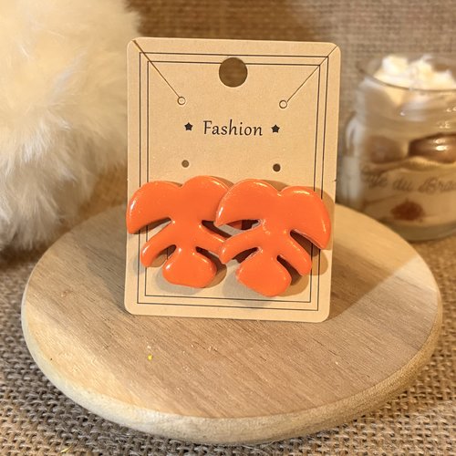 Boucle d'oreille feuille tropical