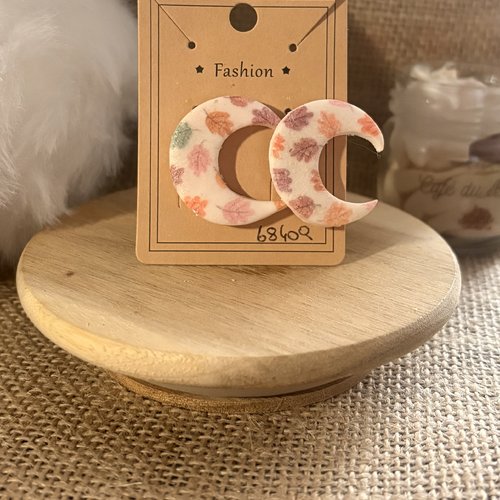 Boucle d'oreille lune a motif
