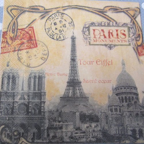 Serviette en papier paris/ tour eiffel/ notre dame de paris / sacré coeur (474)