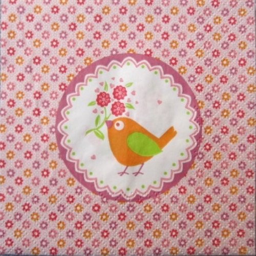 Serviette en papier oiseau / fleurs (486)