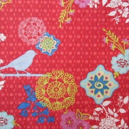 Serviette en papier oiseau / fleurs (487)