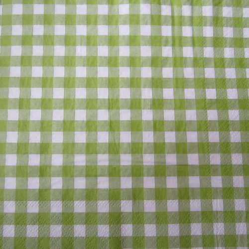 Serviette en papier vichy vert et blanc (506)