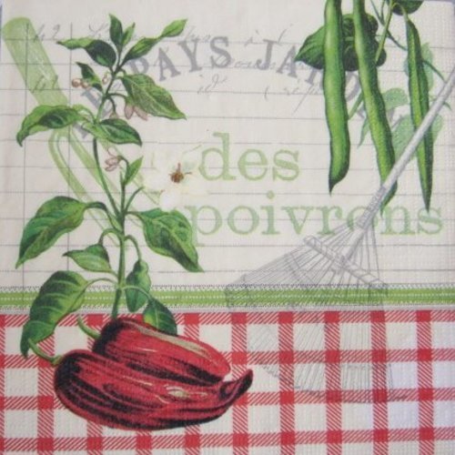 Serviette en papier poivron / haricot vert / jardin (495)