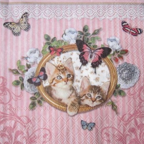 Serviette en papier chats / papillons (525) 