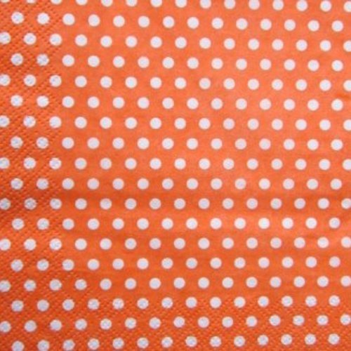 Serviette en papier pois blancs sur fond orange  (536)