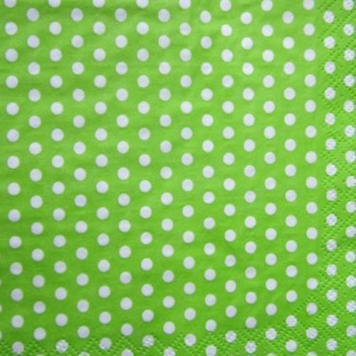 Serviette en papier pois blancs sur fond vert   (537) 