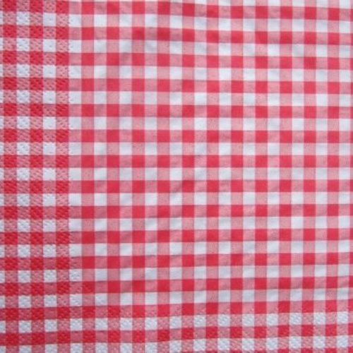Serviette en papier vichy blanc / rouge (538) 