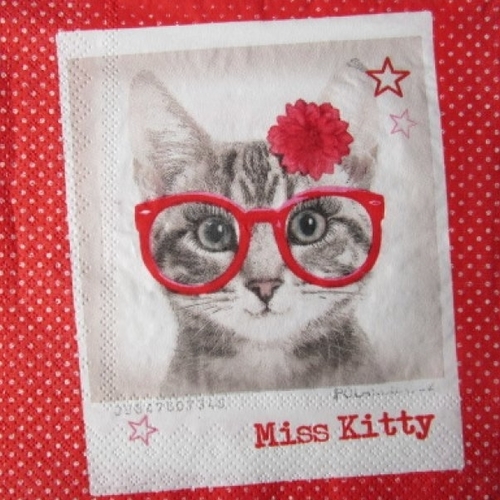 Serviette en papier chat / miss kitty (570) 