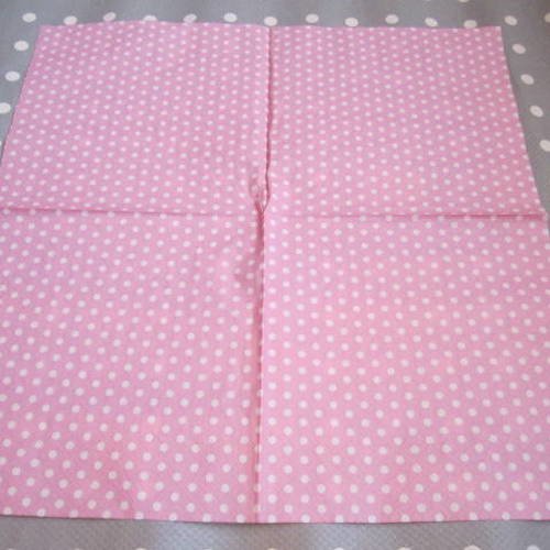 Serviette en papier pois rose et blanc  (443 ) 
