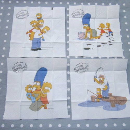 Lot 4 mouchoirs les simpsons / barth / marge / homer / lisa / maggie   (393) 