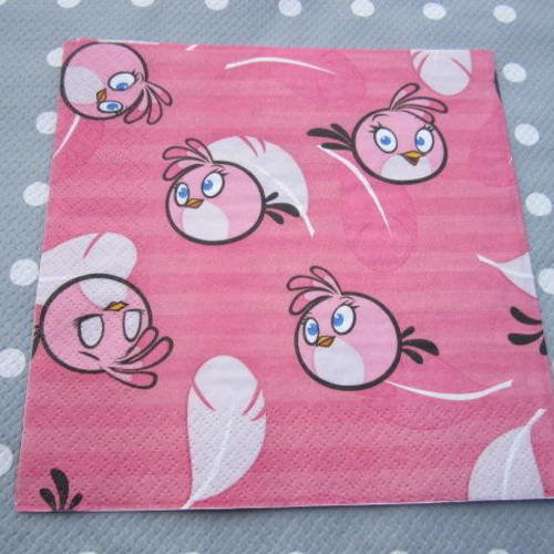 Serviette en papier pink bird / l'oiseau rose  (364) 
