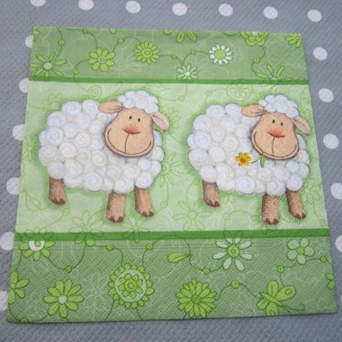 Serviette en papier mouton / fleurs (352) 