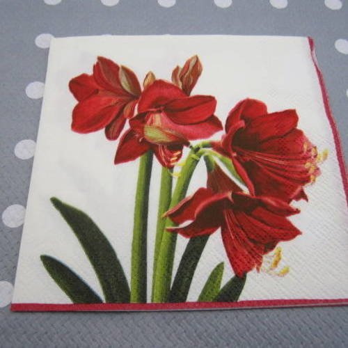 Serviette en papier amarillys rouge / fleur (350) 