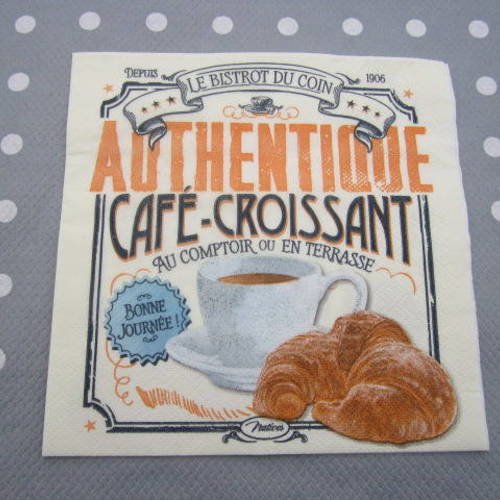 Serviette en papier authentique café croissant bistrot (325) 