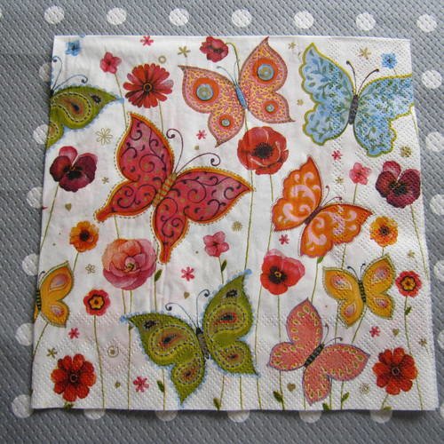 Serviette en papier papillons multicolores (280) 