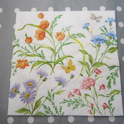 Serviette en papier petites fleurs multicolores (260) 