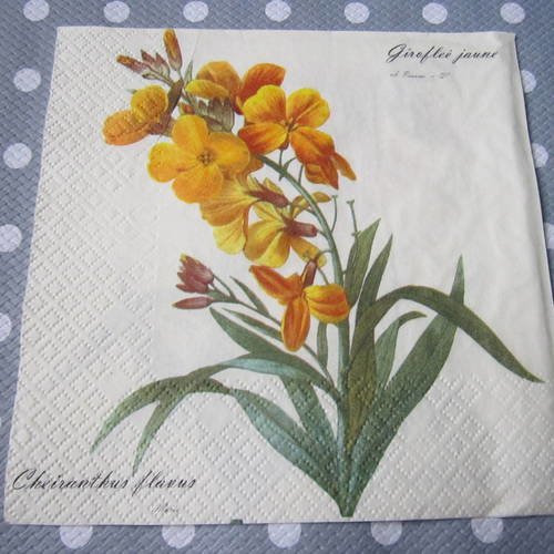 Serviette en papier giroflée jaune / fleur (170) 