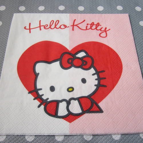 Serviette en papier hello kitty chat / coeur (186)