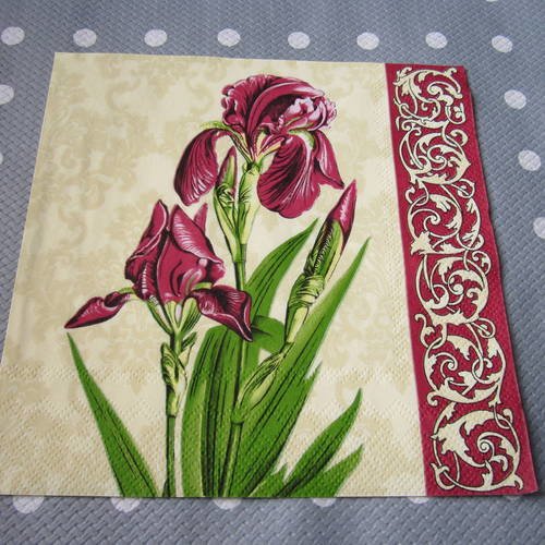 Serviette en papier iris rouge/bordeaux (184) 