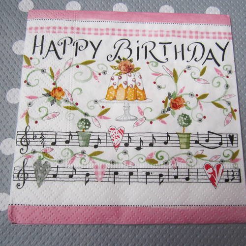 Serviette en papier happy birthday / joyeux anniversaire (138) 