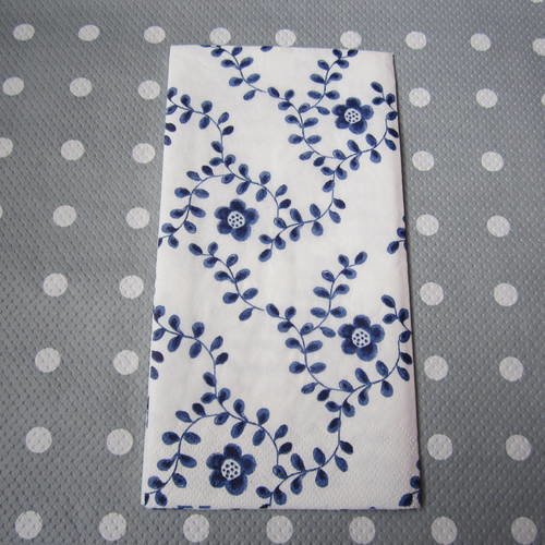 Serviette en papier petites fleurs bleues (135) 