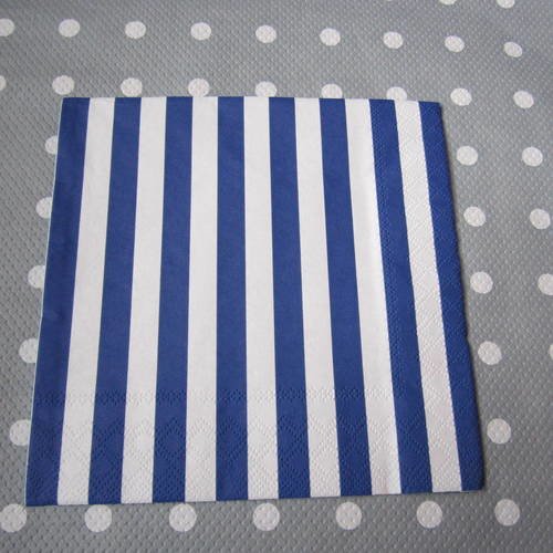 Serviette en papier lignes bleu/blanc (104) 