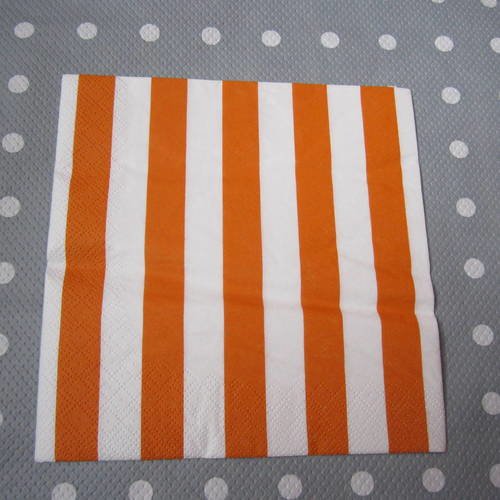 Serviette en papier lignes orange/blanc (103) 