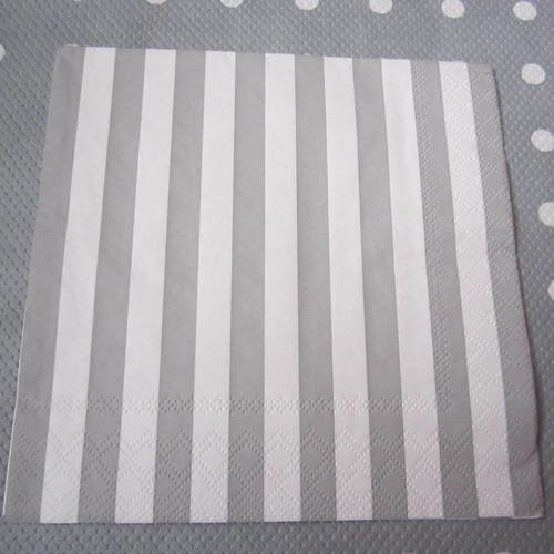 Serviette en papier lignes gris/blanc (102) 
