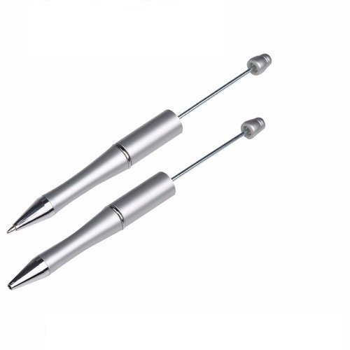 Stylo argenté à bille à personnaliser à décorer avec des perles - décorez customiser votre stylo unique