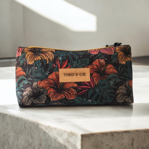 Trousse pochette à maquillage ou accessoires liège coloré
