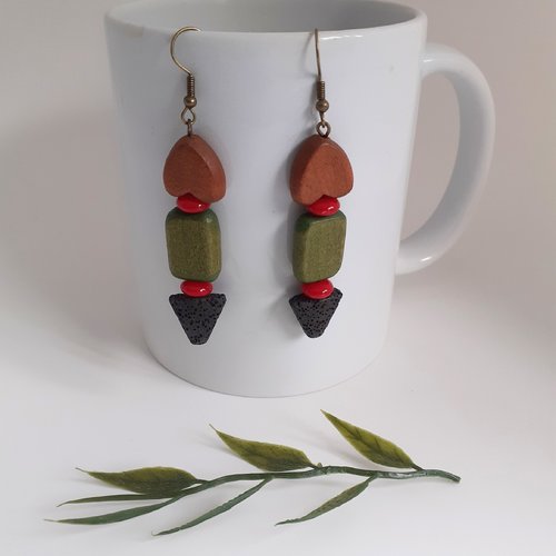 Boucles d'oreilles automne hiver, formes géométriques bijou à offrir.
