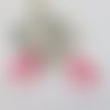 2 estampes feuille rose fuschia