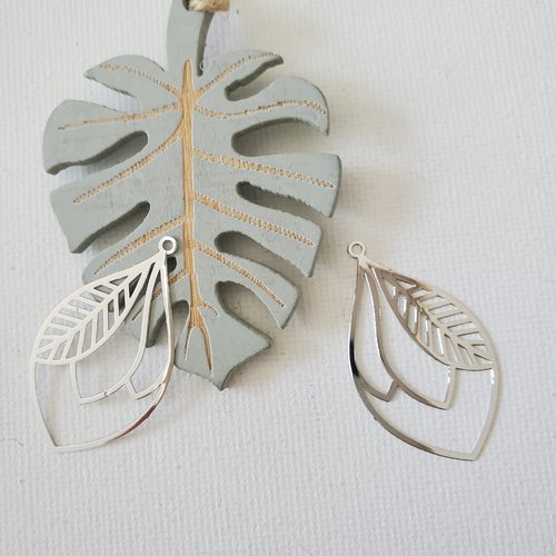 2 estampes feuille couleur argent