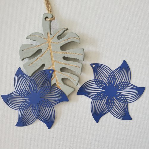 2 estampes fleur bleu