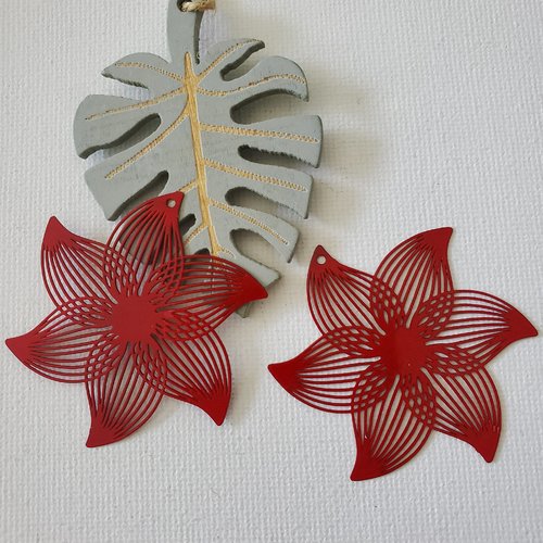 2 estampes fleur rouge