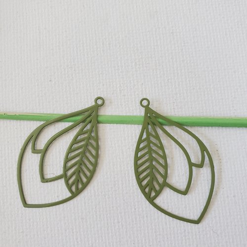 2 estampes feuille verte