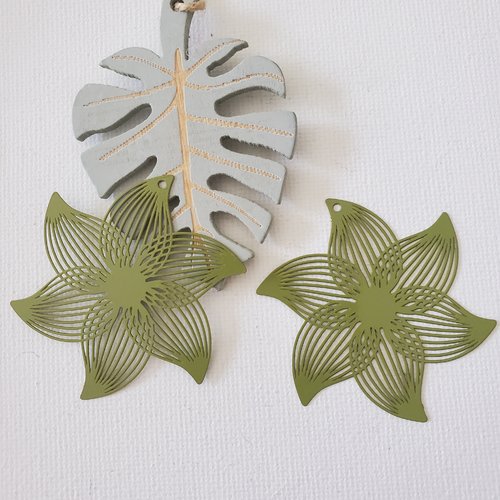 2 estampes fleur verte