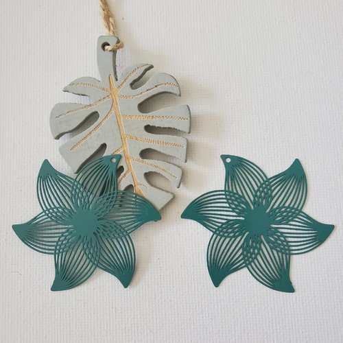2 estampes fleur turquoise