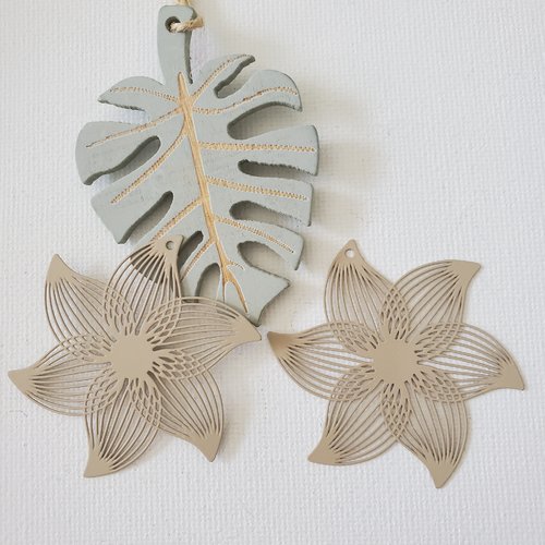 2 estampes fleur marron clair