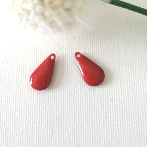 2 sequin émaillé rouge 17mm×9mm